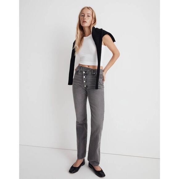 NWT Madewell '90s Straight W 32 Straight Leg High Rise Button Fly Burwick Wash - Picture 2 of 9